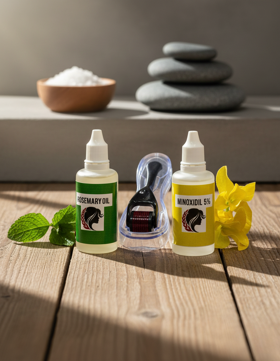 Minoxidil 5% , Rosemary oil & Dermaroller